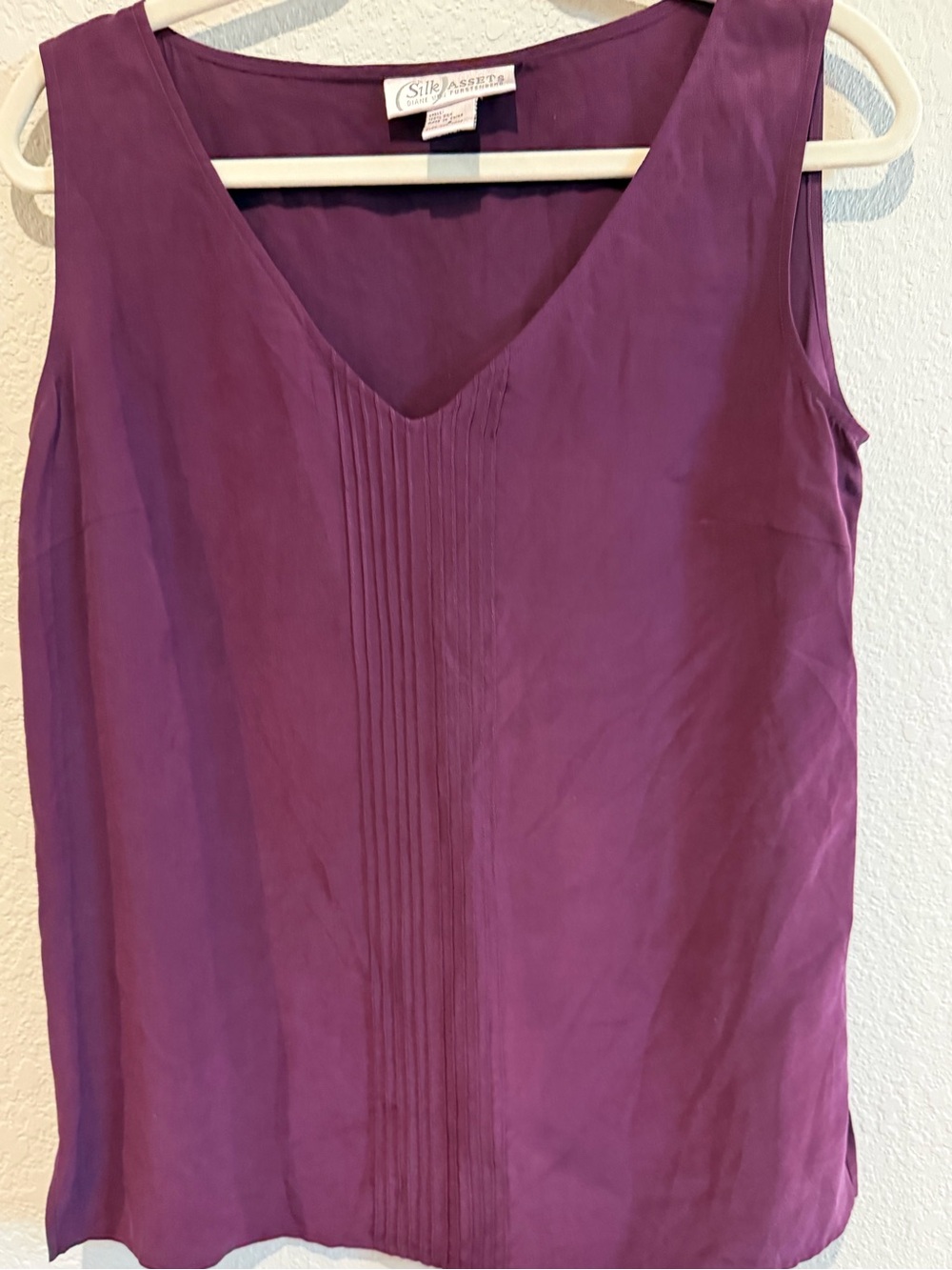 Vintage Diane von Furstenberg Silk Assets Pleated Tank Top Plum